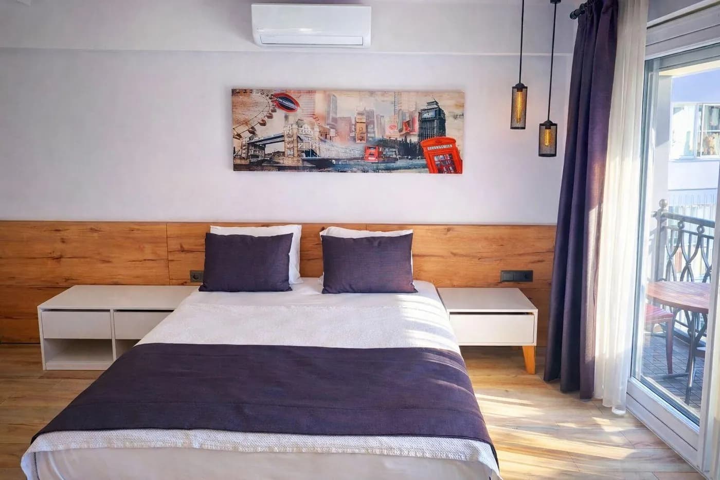 Bright bedroom with balcony